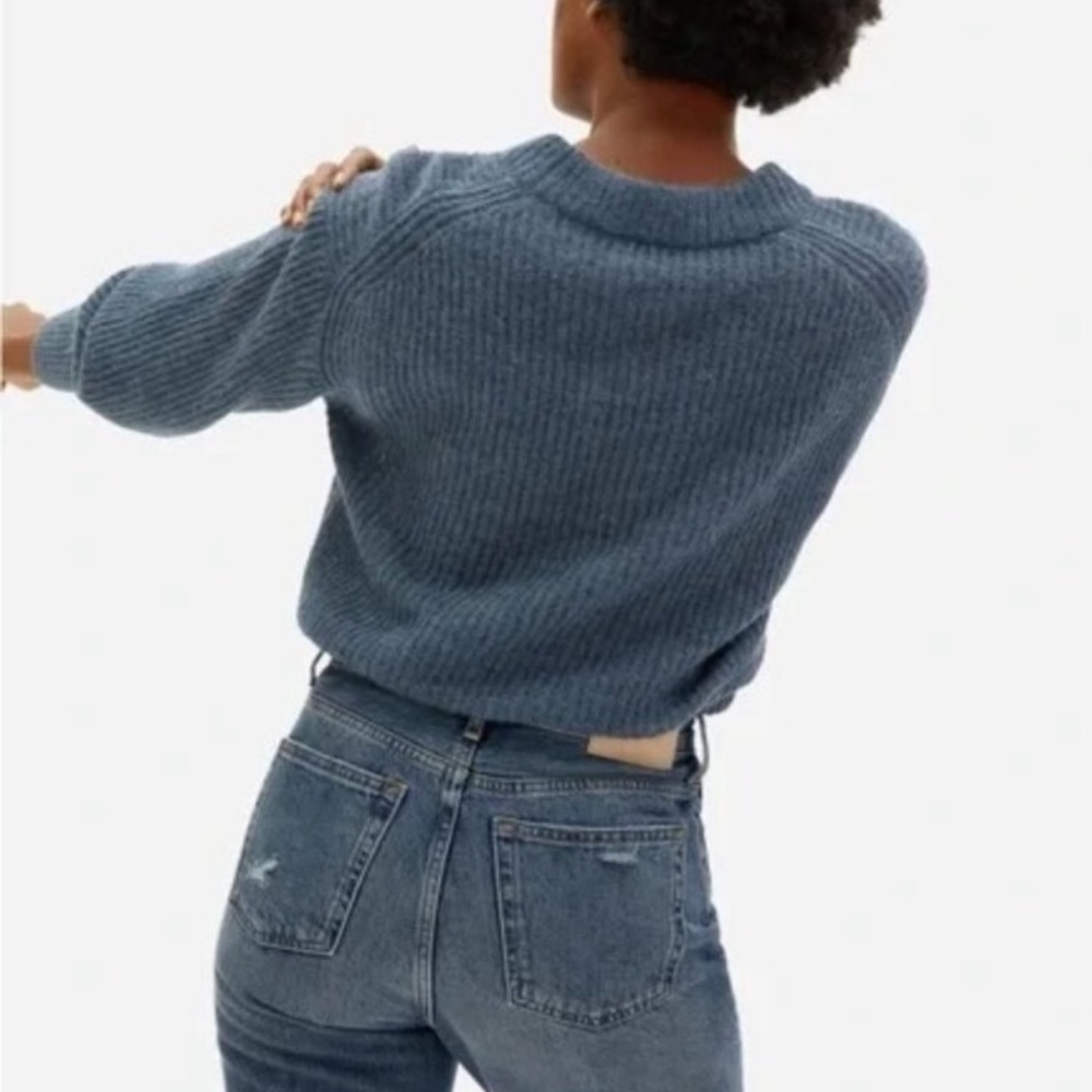 Everlane Cocoon Alpaca Wool Sweater Heathered Lilypad Small $128 Blue Green - Picture 3 of 11